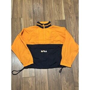Vintage 90s FILA Pullover Windbreaker Size XL Orange Streetwear Skater